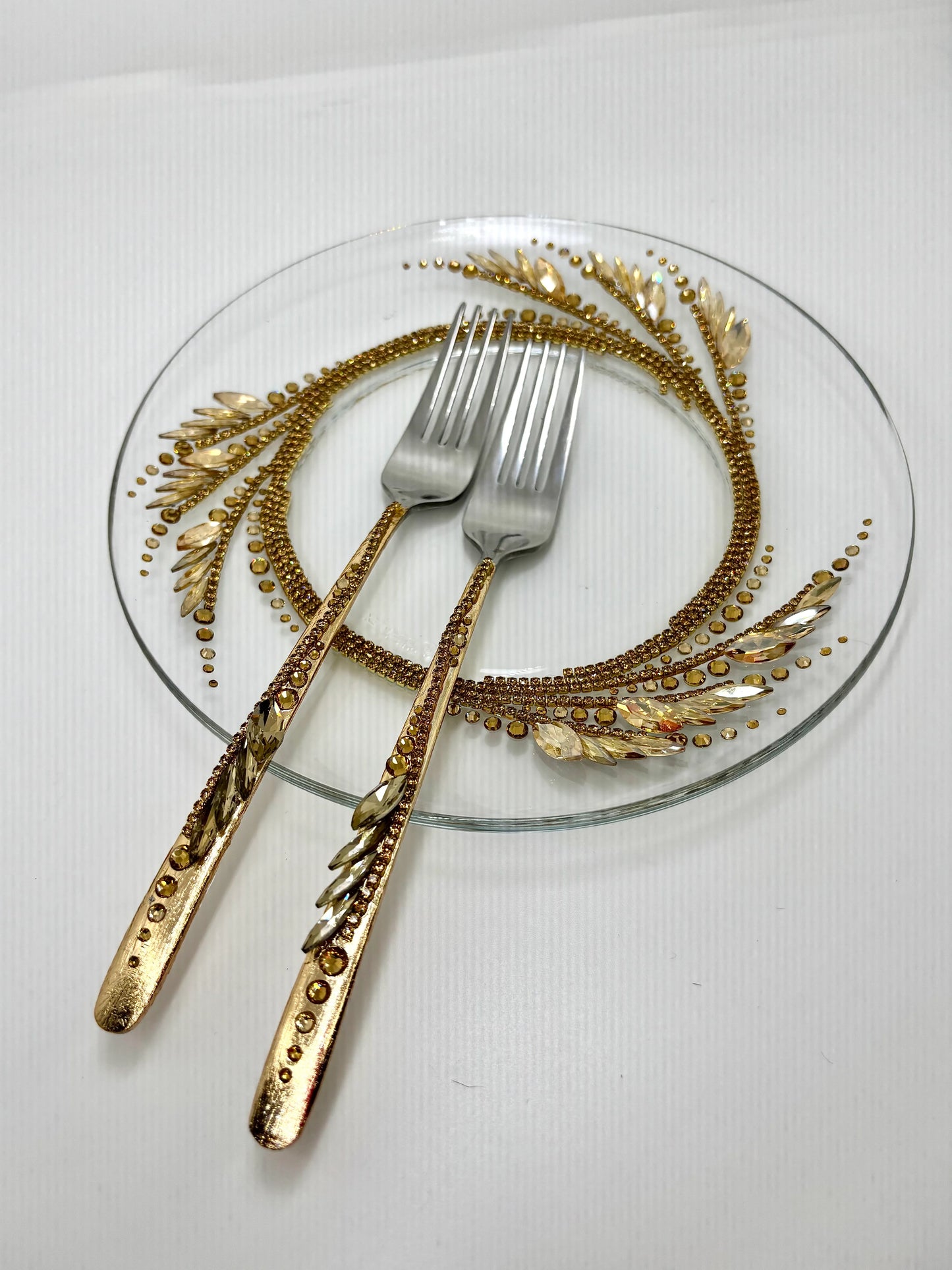 Wedding Cake Plate and Forks from the Golden Hypnosis collection