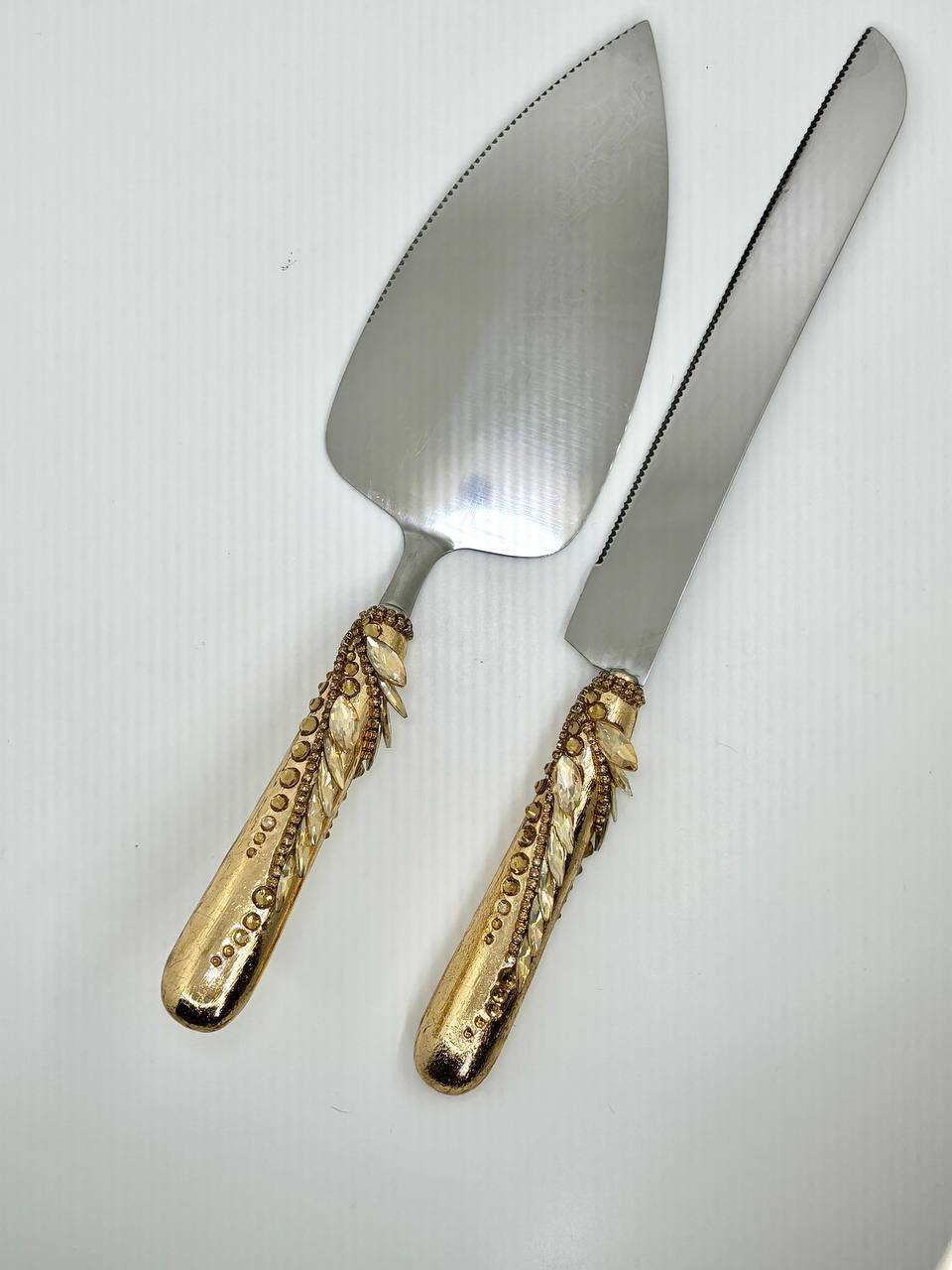 Wedding Cake Knife and Server Set by collection Golden Hypnosis with engraving  