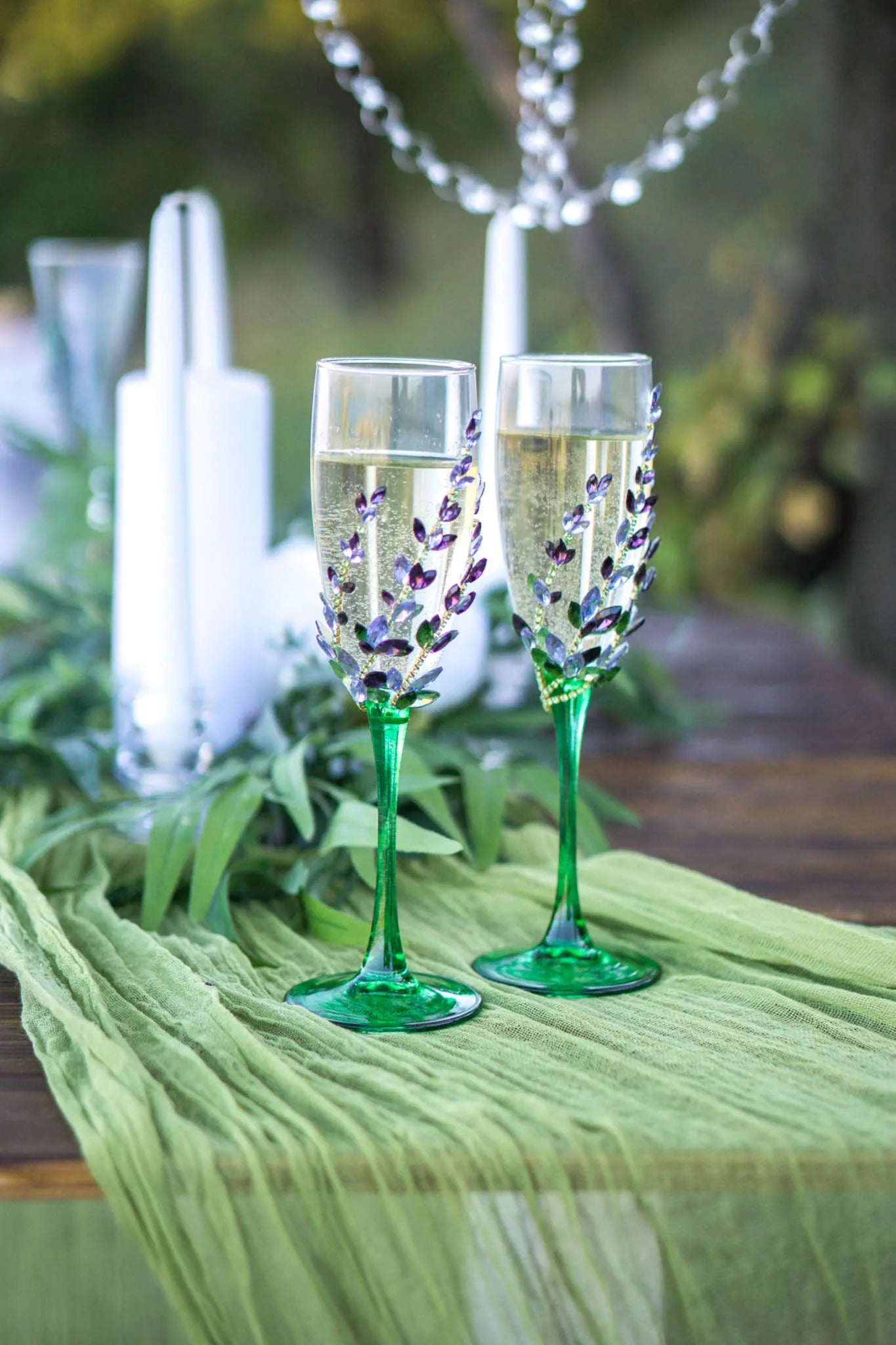 Lavender crystal glassware from Wildflowers Collection