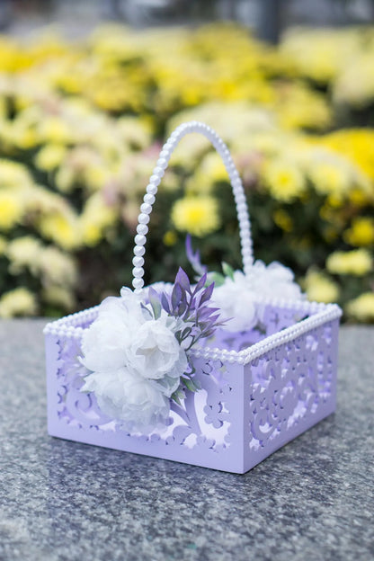 Elegant Lilac Flower Girl Basket