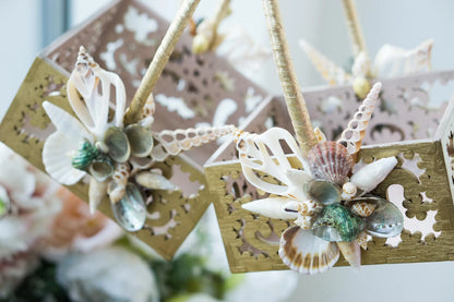 Seashell adorned flower girl basket