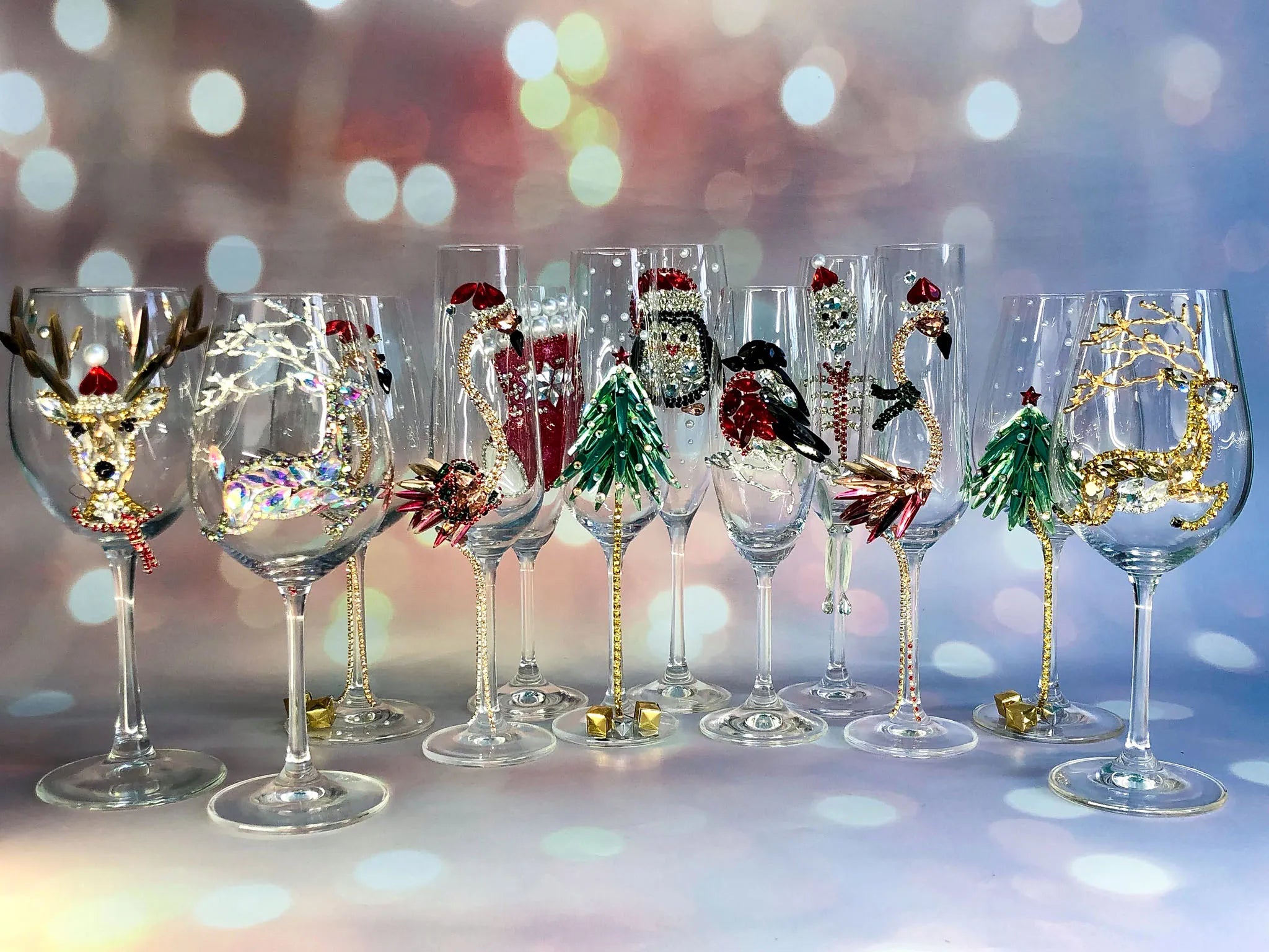 Personalized Crystal Christmas Tree Champagne Glasses – DiAmoreDS