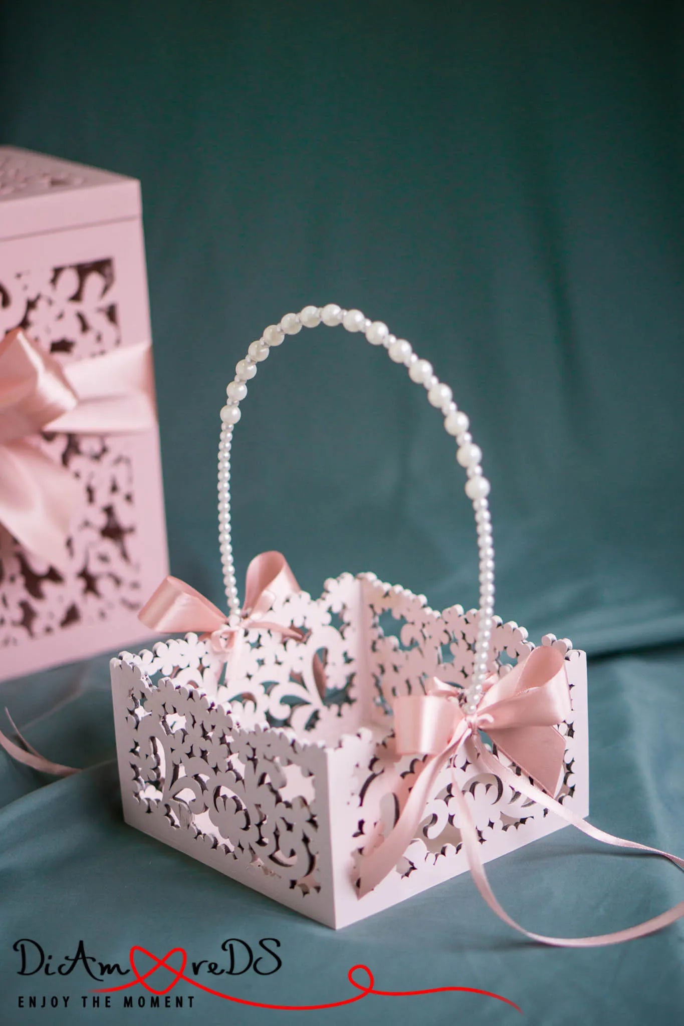 Handcrafted Pink Flower Basket for Weddings