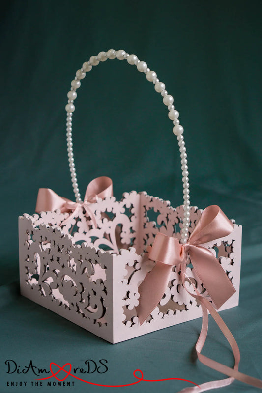 Elegant Wedding Flower Basket in Pink