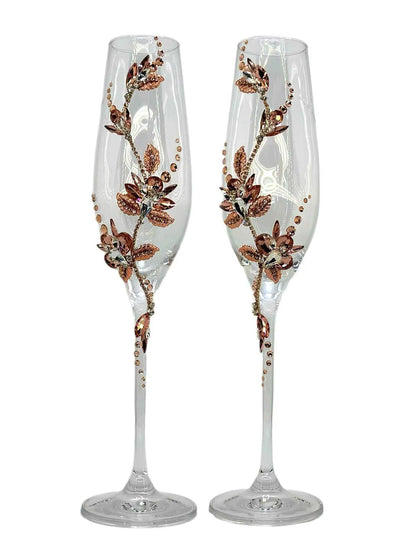 Customizable "Pink Sakura" flutes for weddings and anniversaries