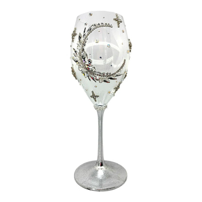 Luxurious wine glass inspired by the moon, symbolizing emotions and intuition