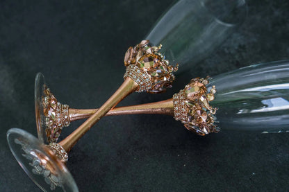 Victoria Rose Gold customized wedding flutes