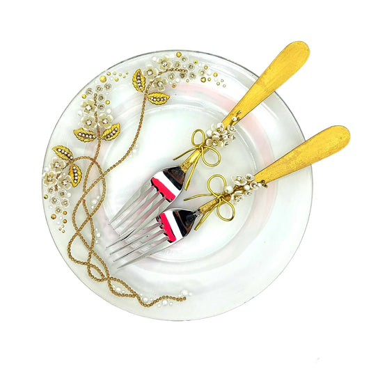 Wedding Dessert Plate and Forks for cake from 'Vintage Flowers' collection