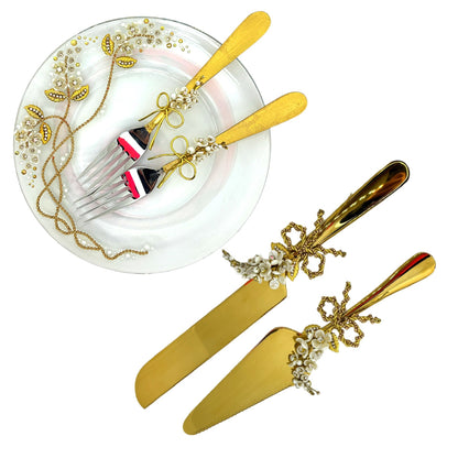 Classic Romance wedding cake knife, server, and plate set 