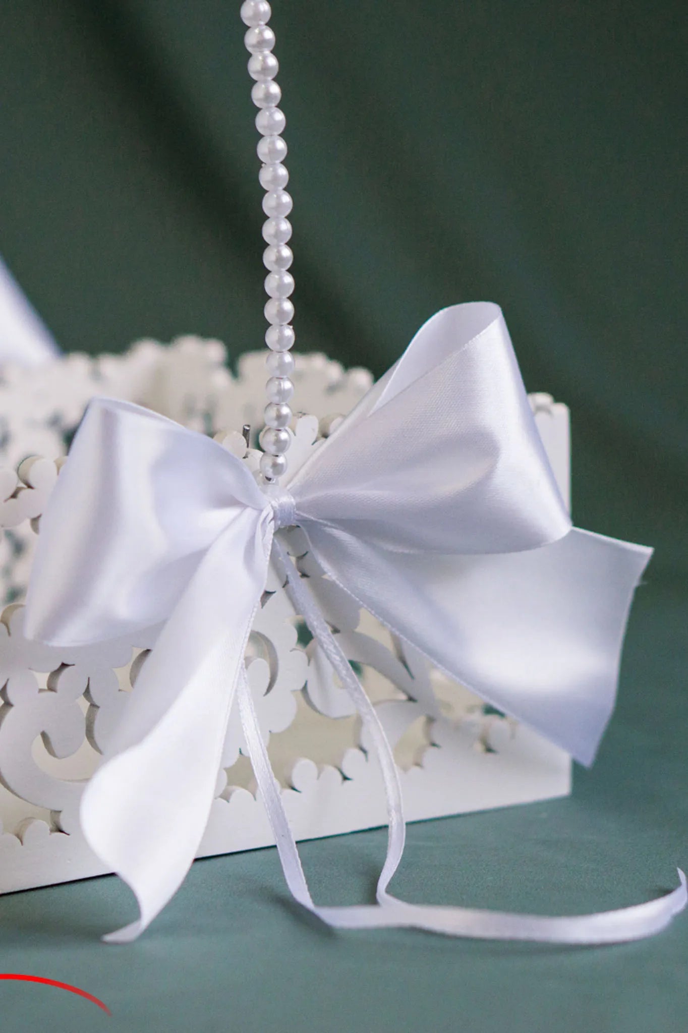 Rustic Wooden Wedding Basket with Bow