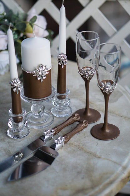 Luxury Chocolate Amanda Wedding Candles with Custom Engraving Option