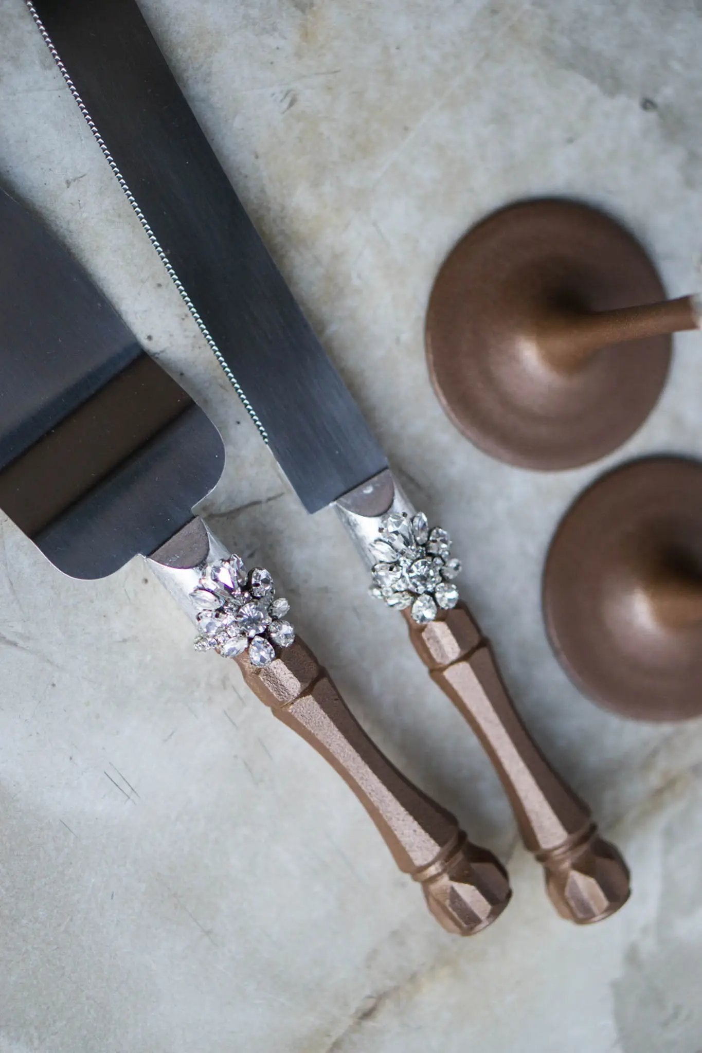 Personalized wedding utensils in chocolate hues