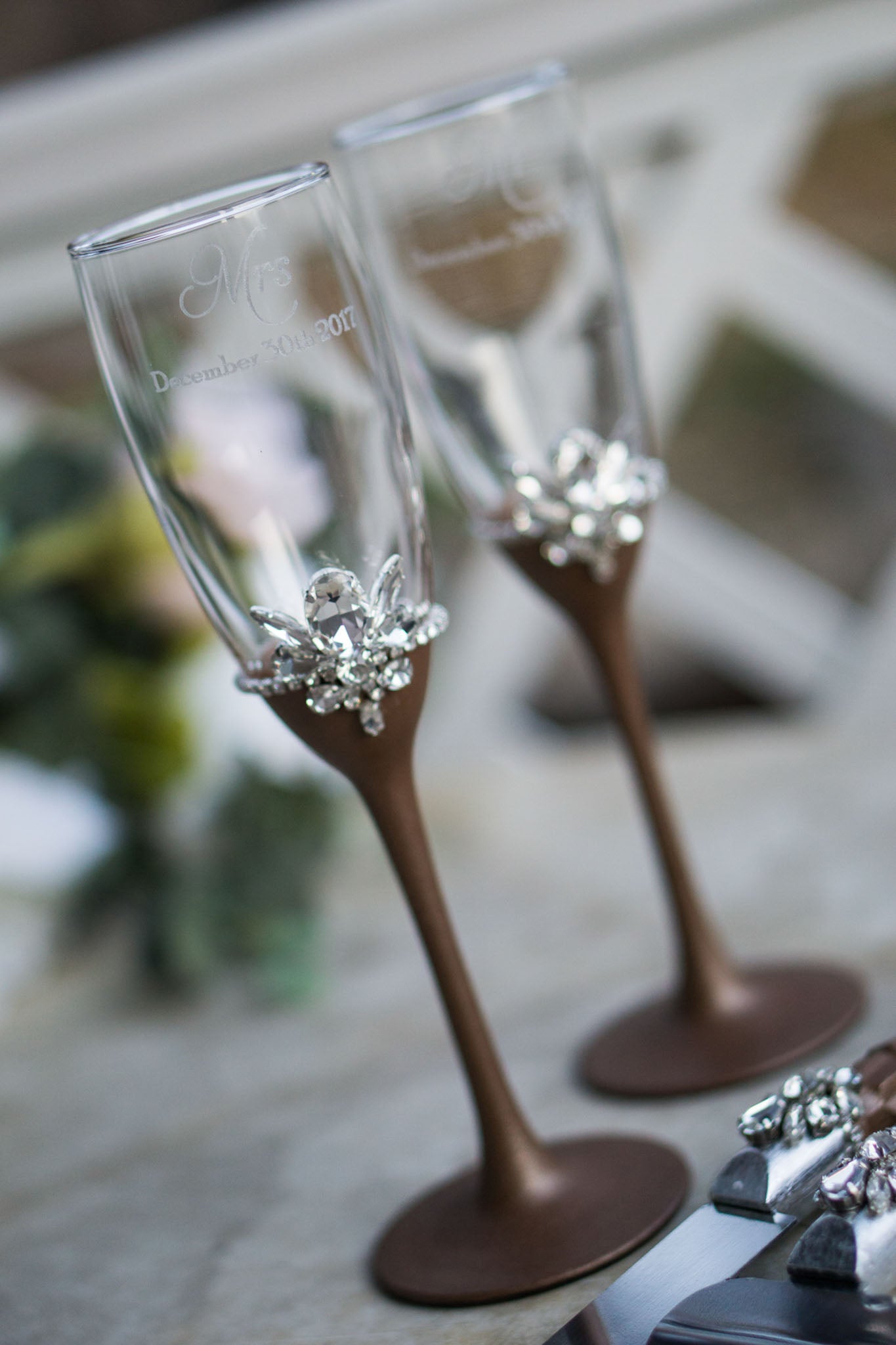 Handcrafted fusion wedding glasses
