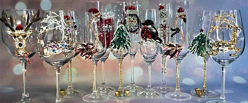 Collection of Christmas glassware for Christmas party, gifts for Christmas and New Year