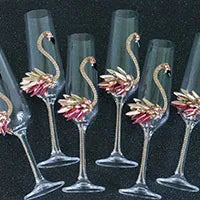 Flamingo-themed wine glass, drinking glasses, martini glass, and cocktail glass from our flamingo glassware collection, featuring elegant designs perfect for adding a tropical flair to any beverage