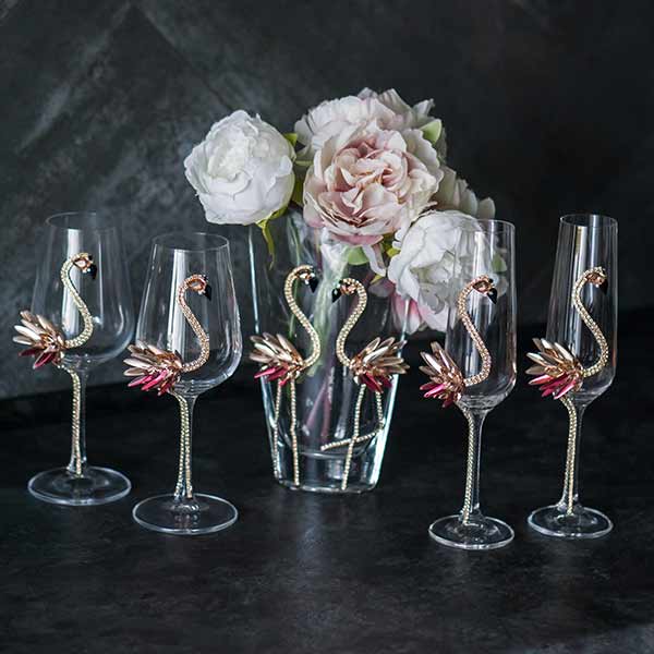 home decor and gifts: personalized wine glasses, champagne glasses. designer vases