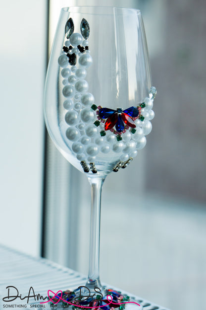 Party glass with pearls and butterfly