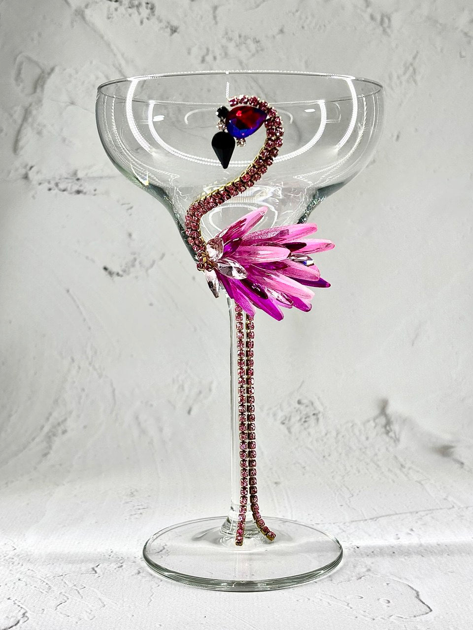 Flamingo Martini Glass with Pink Bling - Perfect Cocktail Glass Gift for Flamingo Lovers