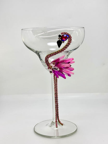 Flamingo Martini Glass with Pink Bling - Perfect Cocktail Glass Gift for Flamingo Lovers