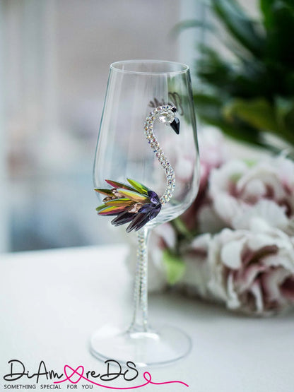Wedding Flamingo Wine Glass
