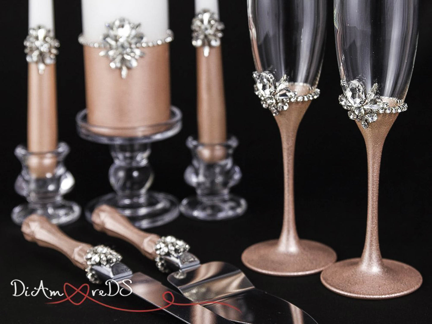 Elegant rose gold wedding essentials