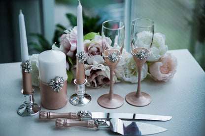 Amanda's rose gold candle set, an exquisite centerpiece for your wedding unity ceremony.