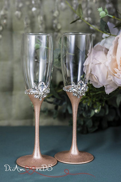 Personalized bride and groom toasting glasses