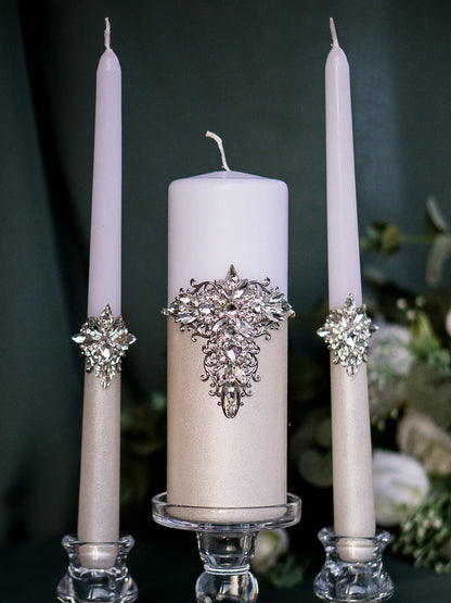 Personalized candle ceremony set with crystals