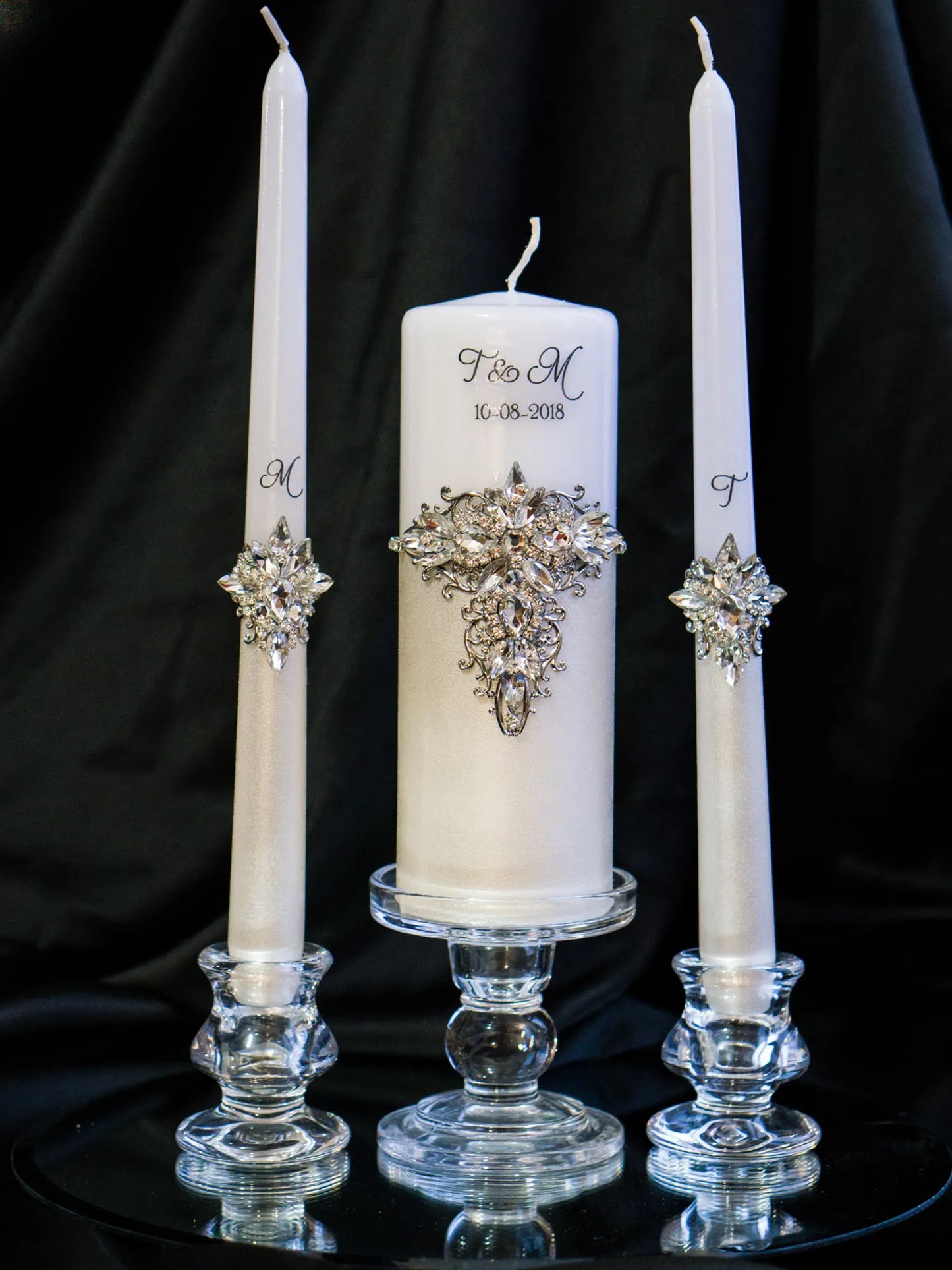 Customized candle ceremony set with crystals