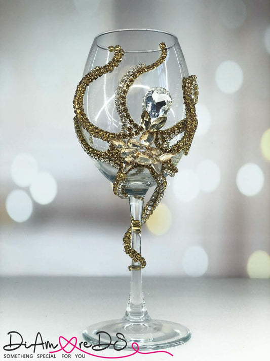 Gold crystal octopus wine glass