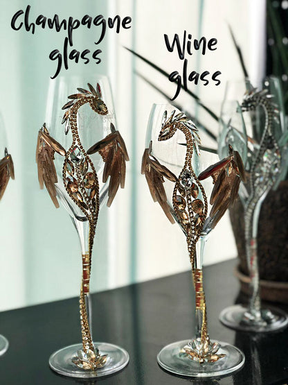 Timeless Elegance: Crystal Dragon Champagne Glass by DiAmoreDS