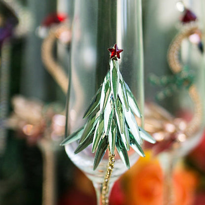 Crystal Christmas Deer Wine Glass with Golden Horns