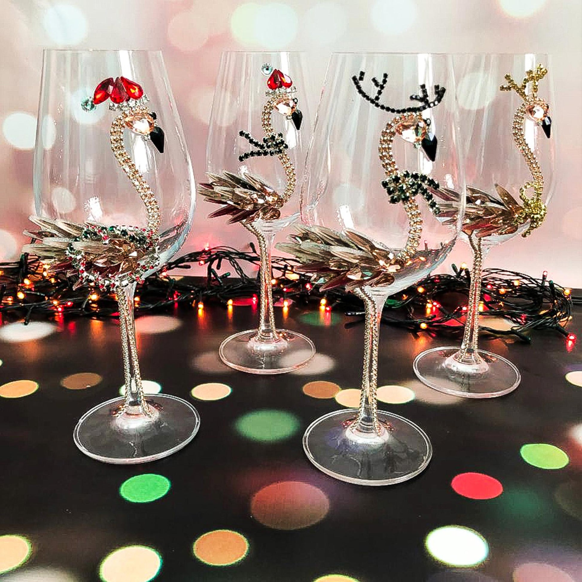 Saludi Colored Wine Glasses & matching Champagne