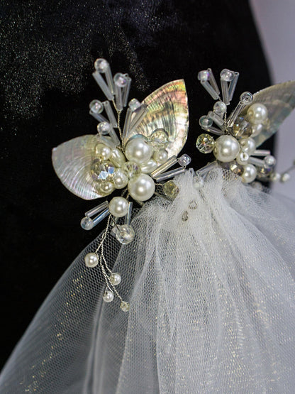 Shimmering Bridal Hair Pins with Iridescent Pearl Shell Accents