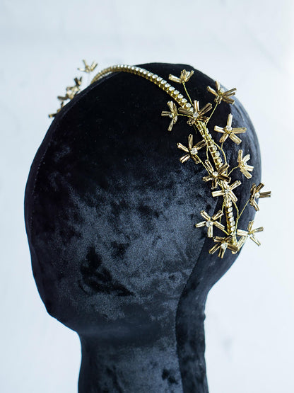 Luxurious Gold Daisy Headband for Wedding Guests