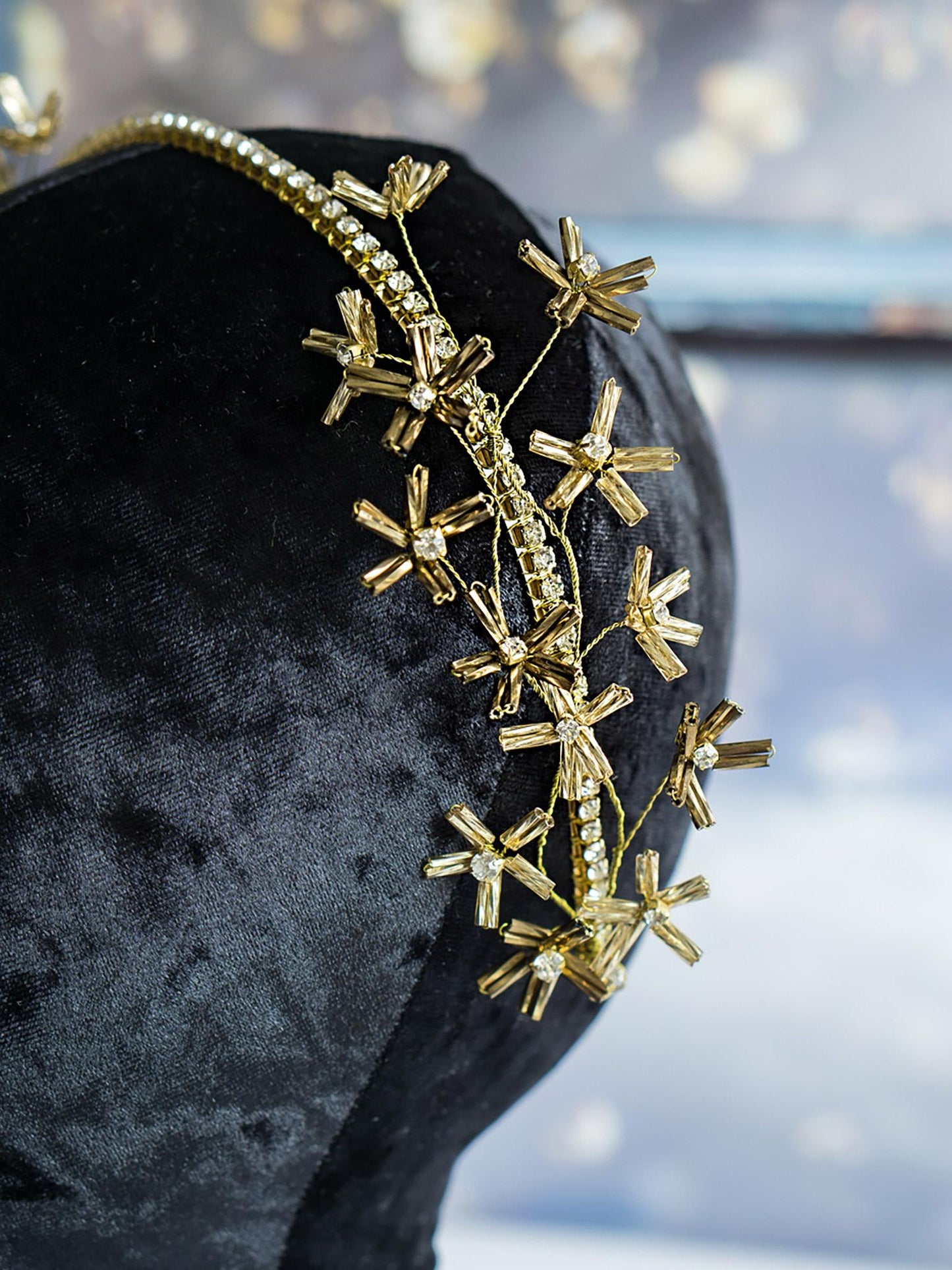 Floral Gold Tiara Headband for Glamorous Hairstyles