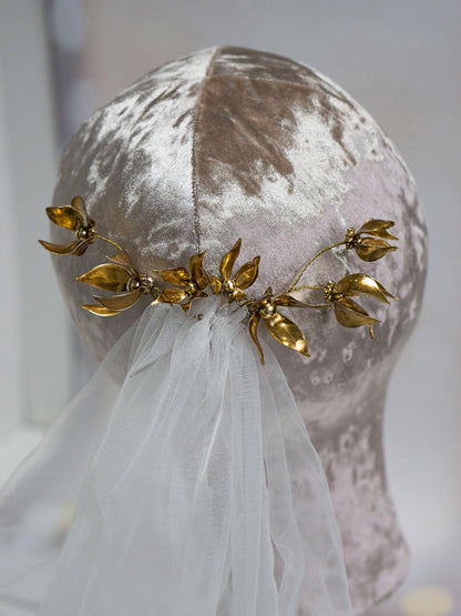 Handcrafted Clematis Inspired Gold Bridal Hair Pins with Crystals and Pearls