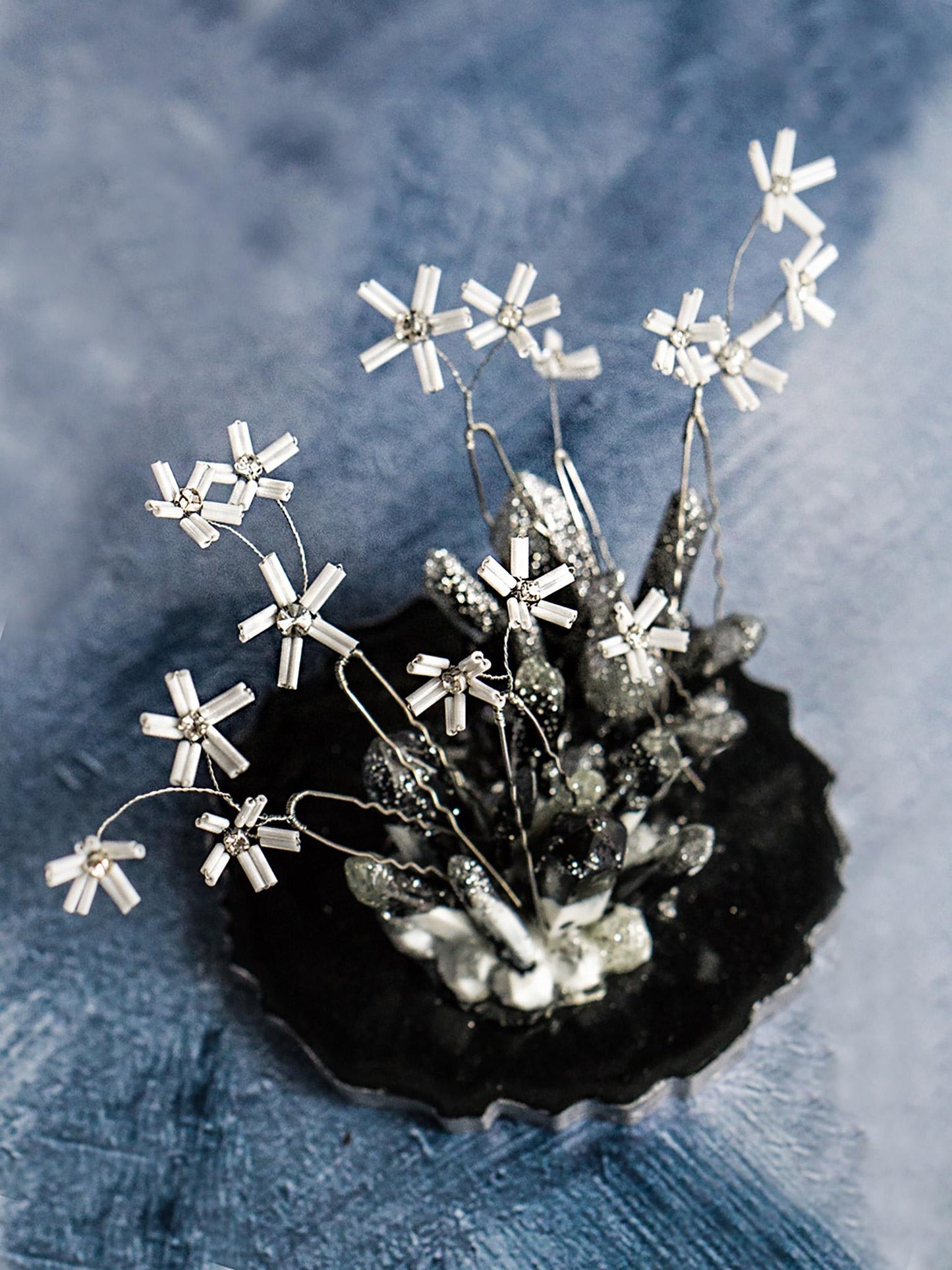 Crystal-Studded Daisy Hair Pins for Brides